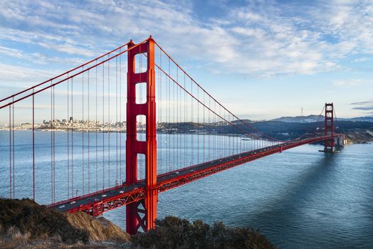 famous Golden Gate Bridge, San Francisco at night, USA