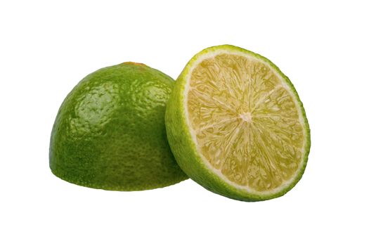 Cut lime isolated on a white background