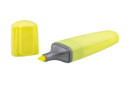 Yellow highlighter pen isolated on a white background