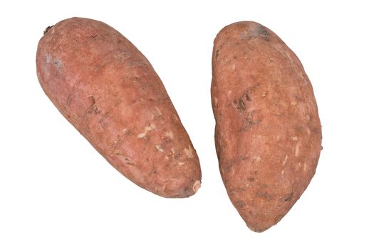 Sweet potatoes isolated on white background