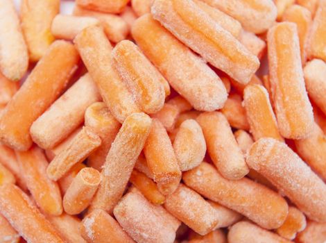 Close up of frozen carrot