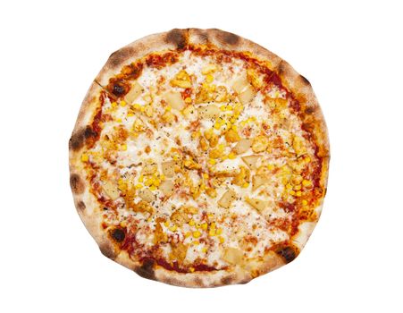 Pizza wish tuna fish and pineapple isolated on the white background