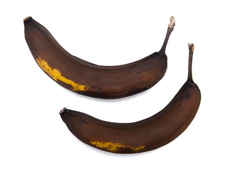 Rotten banana isolated on the white background
