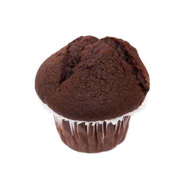 Chocolate muffin isolated on the white background