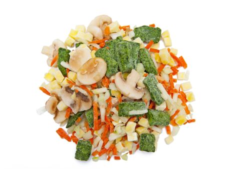 Frozen vegetables isolated on the white background
