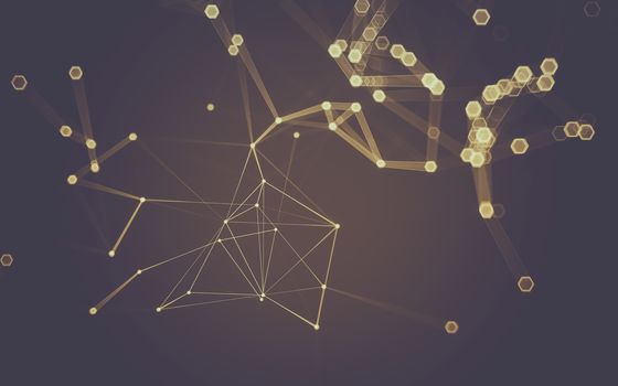 Abstract polygonal space low poly dark background with connecting dots and lines. Connection structure. 3d rendering