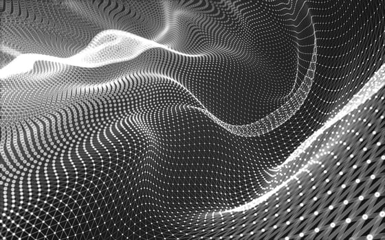 Abstract polygonal space low poly dark background with connecting dots and lines. Connection structure. 3d rendering