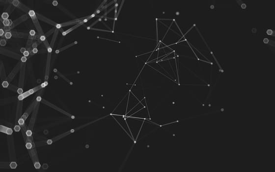 Abstract polygonal space low poly dark background with connecting dots and lines. Connection structure. 3d rendering