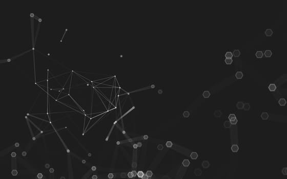 Abstract polygonal space low poly dark background with connecting dots and lines. Connection structure. 3d rendering