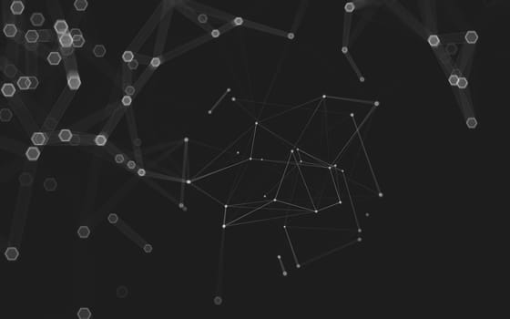 Abstract polygonal space low poly dark background with connecting dots and lines. Connection structure. 3d rendering