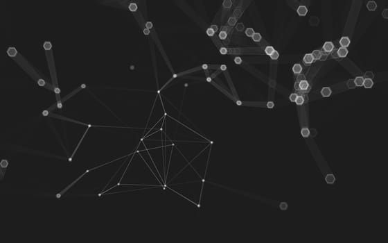 Abstract polygonal space low poly dark background with connecting dots and lines. Connection structure. 3d rendering