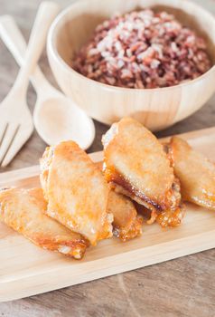 Grilled chicken wings with multi grains berry rice, stock photo