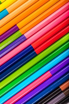 colored pencils close-up while lying in a row