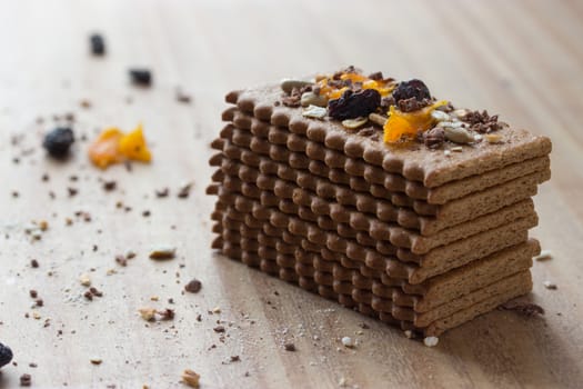 cookies with dry fruits on wooden table