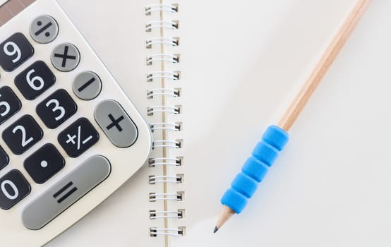 Open blank notebook with pencil, stock photo