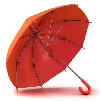 Red umbrella 3D isolated on white background