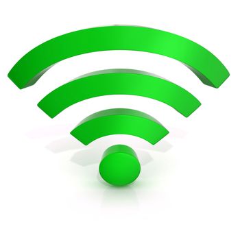 Wireless network symbol, 3D render isolated. Front view