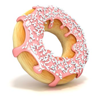 Pink donut isolated on white background