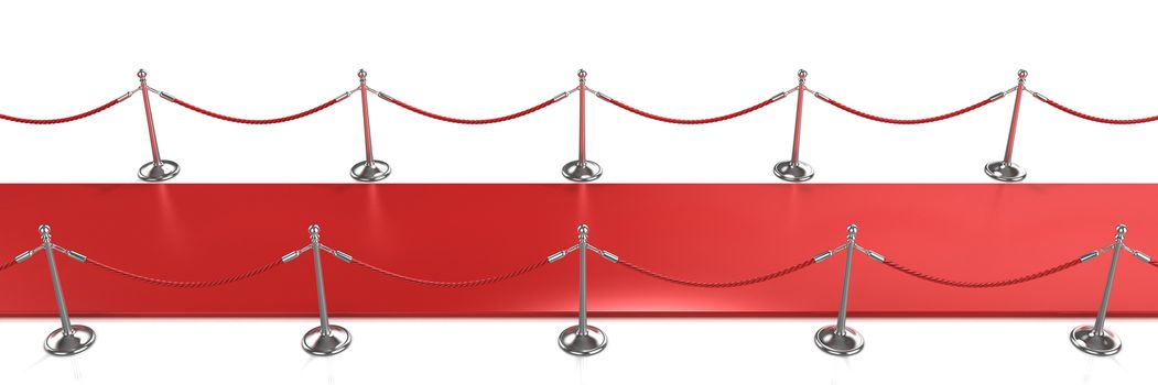 Red carpet side view 3D render illustration isoalted on white background