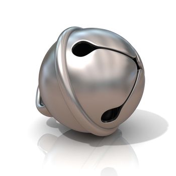 Sleigh bell, 3D render illustration, isolated on white background.