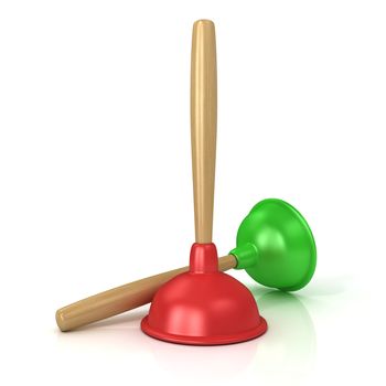 Two plungers isolated on white