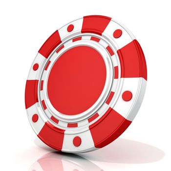 Red gambling chip. 3D render isolated on white