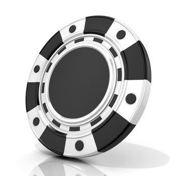 Black gambling chip. 3D render isolated on white