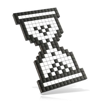 Hourglass mouse cursor. 3D render illustration isolated on white background. Big version
