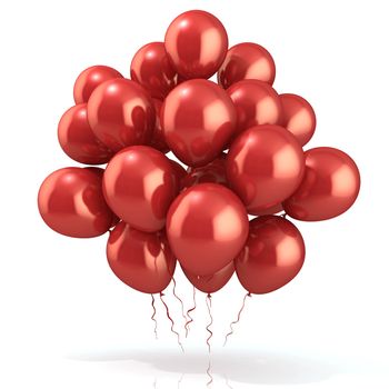 Red balloons crowd, isolated on white background