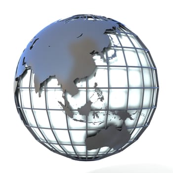 Polygonal style illustration of earth globe, Asia and Oceania view