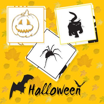 yellow background with symbols of halloween