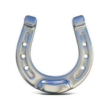 Silver horseshoe. 3D illustration isolated on white background