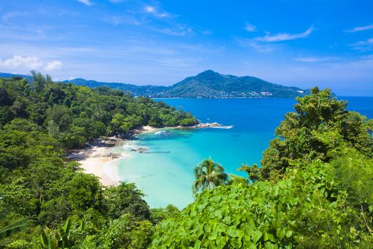 Great view on Laem Sing beach in Phuket Thailand