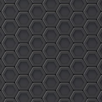 Black abstract hexagonal background. 3D render illustration