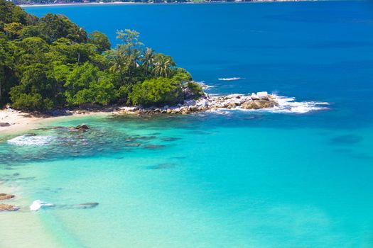 Great view on Laem Sing beach in Phuket Thailand
