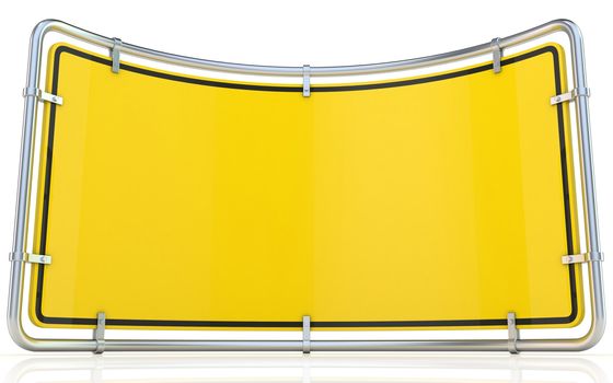 Blank warning sign. Bended 3D render illustration isolated on white background