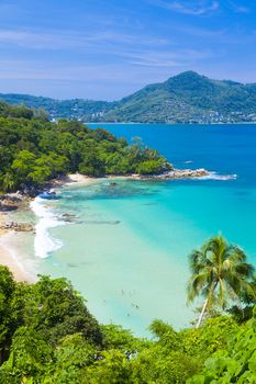 Great view on Laem Sing beach in Phuket Thailand