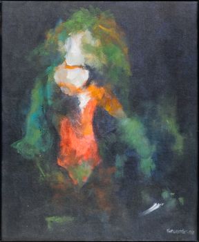 Portrait of a nymph or a sorceress. Painted with oil on canvas.