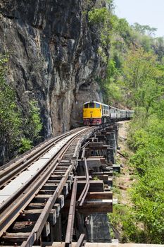 Death railway line built with wood. Tham Kra Sae  Kanchanaburi‎ Thailand.