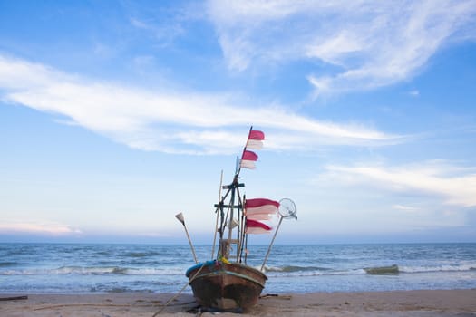 Small fishing boat. Thailand's fishermen. Lifestyle, occupation fisherman.