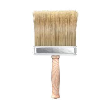 Isolated paint brush with wooden handle. 3D Rendering