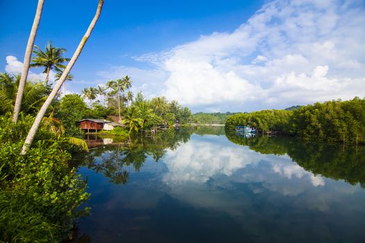View life the villagers along the River at Koh Kood Thailand.