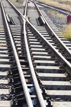 Railroad tracks at a train station