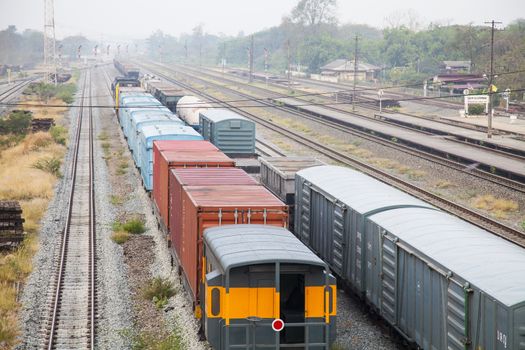 Freight trains on cargo terminal