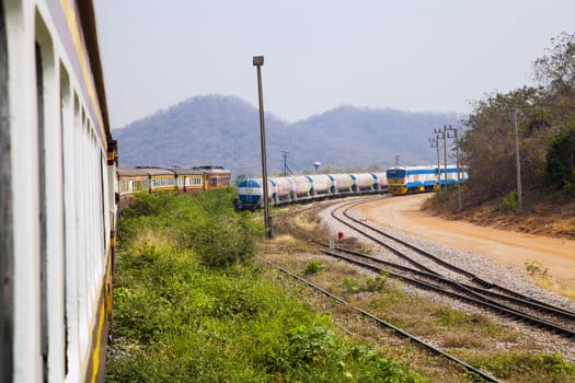 The trains were running to their destinations.