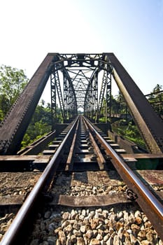 Arch railroad bridge, the longest in the country. District Centre in Chumphon