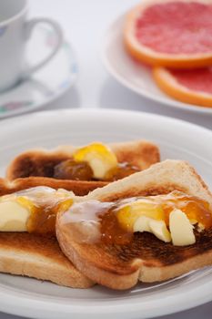 French toast on white tablecloth