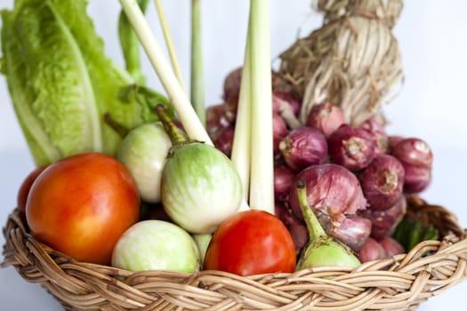 fruits and vegetables isolated on a white background.