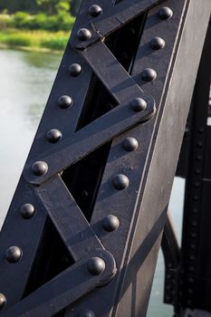 old railroad tracks at railway station, transportation,Screw steel railway bridges based on strength.