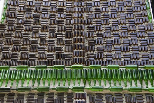 Background wall bottle ,The wat khuat temple, an Astounding Temple made of bottles.Chana Songkhla Thailand.